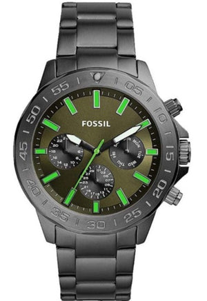 Fossil Bannon Multifunction Chronograph Green Dial Grey Steel Strap Watch for Men - BQ2504