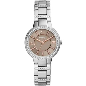 Fossil Virginia Taupe Dial Silver Steel Strap Watch for Women - ES4147