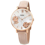 Fossil Jacqueline Three Hand Mother of Pearl Dial Pink Leather Strap Watch for Women - ES4671