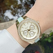 Fossil Stella Multifunction Gold Dial Two Tone Steel Strap Watch for Women - ES4757