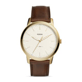 Fossil The Minimalist White Dial Brown Leather Strap Watch for Men - FS5397