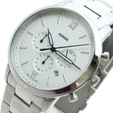 Fossil Neutra Chronograph White Dial Silver Steel Strap Watch for Men - FS5433