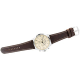 Fossil Forrester Chronograph Cream Dial Brown Leather Strap Watch for Men - FS5696