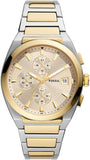 Fossil Everett Chronograph Gold Dial Two Tone Steel Strap Watch for Men - FS5796