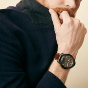 Fossil Grant Chronograph Brown Dial Brown Leather Strap Watch for Men - FS5088