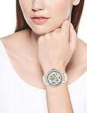 Fossil Boyfriend Automatic Skeleton Silver Dial White Leather Strap Watch for Women - ME3069