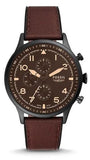 Fossil Retro Pilot Chronograph Brown Dial Brown Leather Strap Watch for Men - FS5833