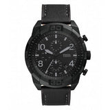 Fossil Bronson Chronograph Black Dial Black Leather Strap Watch for Men - FS5874