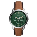 Fossil Neutra Chronograph Green Dial Brown Leather Strap Watch for Men - FS5735