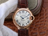 Cartier Ballon Bleu De Cartier White Dial Brown Leather Strap Watch for Women - WGBB0009