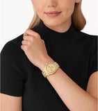 Michael Kors Everest Chronograph Crystals Gold Dial Gold Steel Strap Watch For Women - MK7254