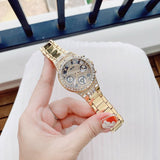 Guess Moonlight Diamonds Gold Dial Gold Steel Strap Watch for Women - GW0320L5