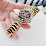 Guess Moonlight Diamonds Gold Dial Gold Steel Strap Watch for Women - GW0320L5