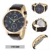 Tommy Hilfiger Kane Chronograph Quartz Blue Dial Brown Leather Strap Watch for Men - 1791399