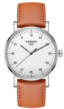 Tissot T Classic Everytime Jam Tangan Tali Kulit Coklat Dial Putih Besar Untuk Pria - T109.610.16.037.00