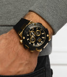 Guess Navigator Chronograph Black Dial Black Rubber Strap Watch for Men - GW0264G3