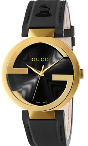 Gucci Interlocking Special Edition Grammy Black Dial Black Leather Strap Watch For Men - YA133208