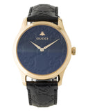 Gucci G Timeless Quartz Black Dial Black Leather Strap Watch For Women - YA1264034A