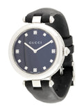 Gucci Diamantissima Diamonds Black Dial Black Leather Strap Watch For Women - YA141403