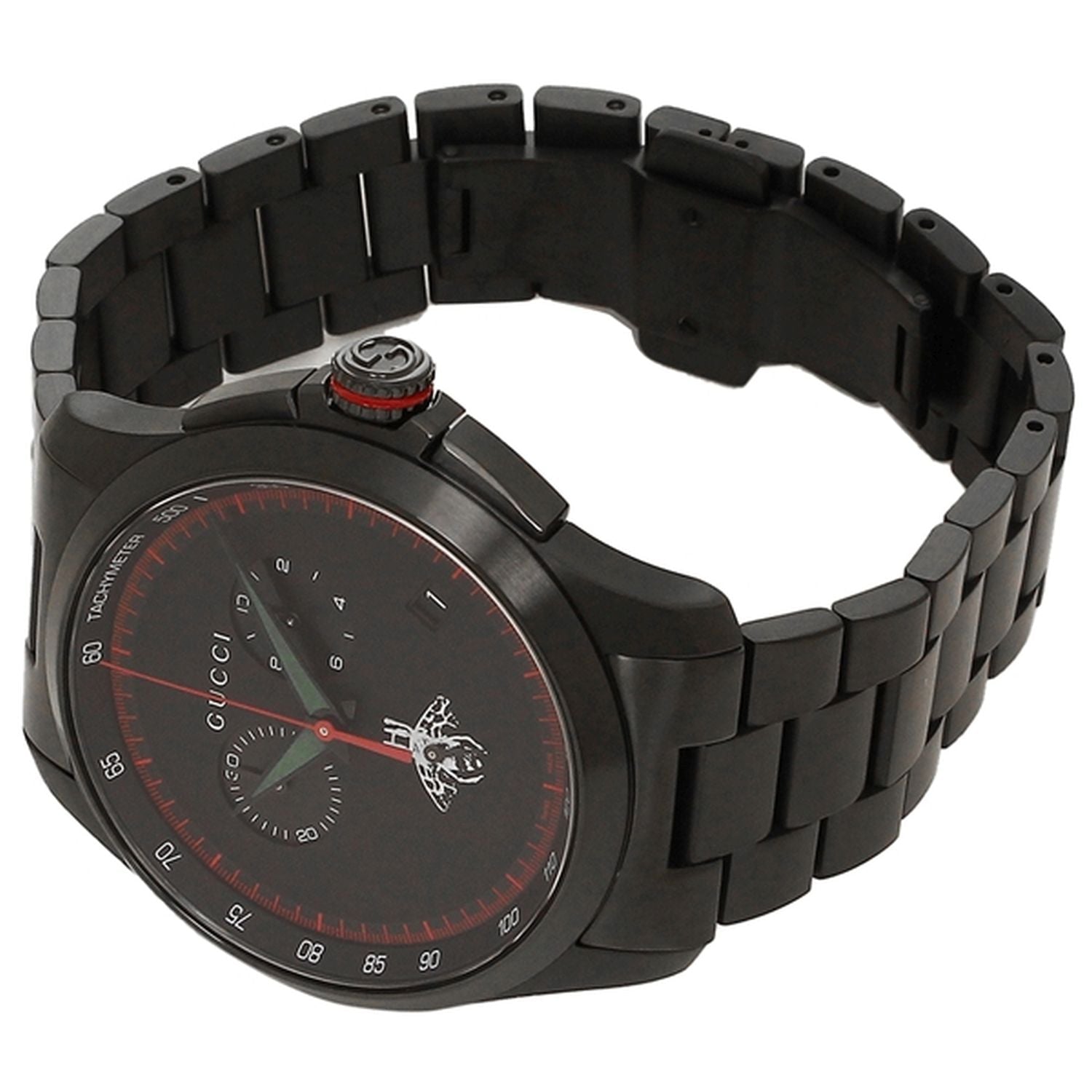 Gucci G-Timeless Chronograph Black Dial Black Steel Strap Watch For Me