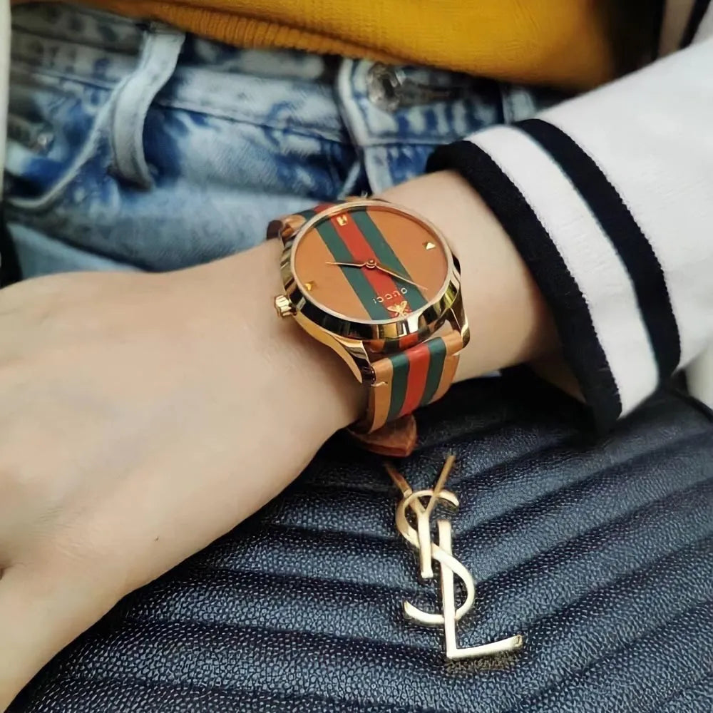 Brown Leather Gucci Ya1264077 Gucci G Timeless Quartz Brown