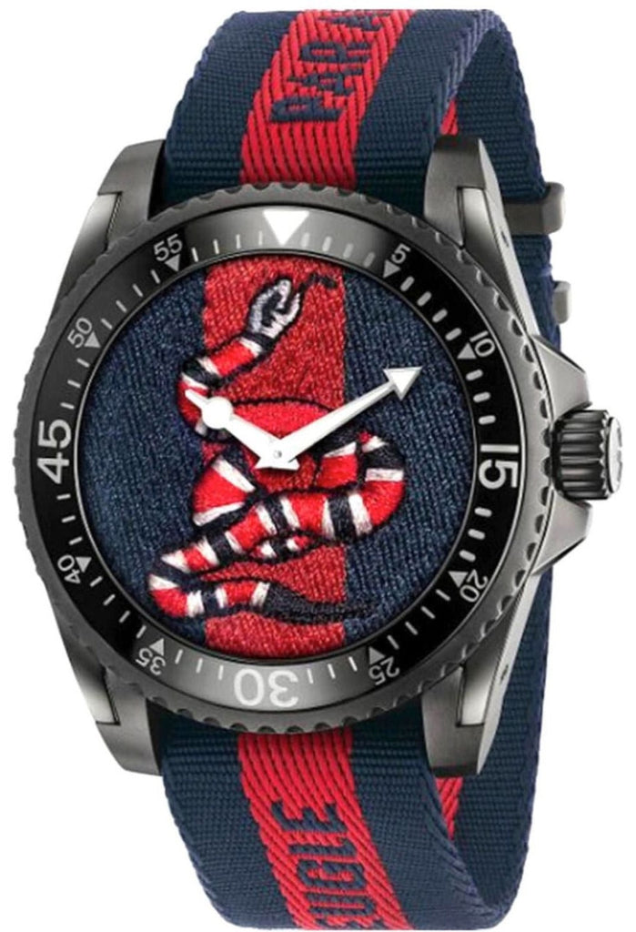 Gucci Dive Blue & Red Dial Blue & Red Nylon Strap Watch For Men