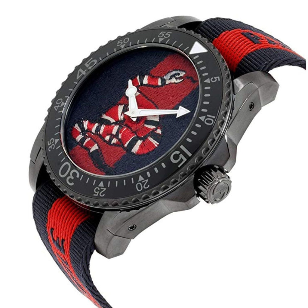 Gucci Dive Blue & Red Dial Blue & Red Nylon Strap Watch For Men