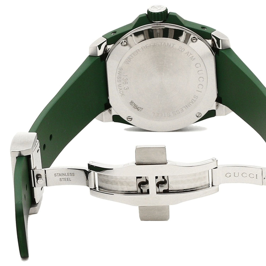 Gucci Dive Tiger Green Dial Green Rubber Strap Watch For Men