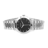 Gucci G Timeless Diamonds Black Dial Silver Steel Strap Watch For Men - YA126405