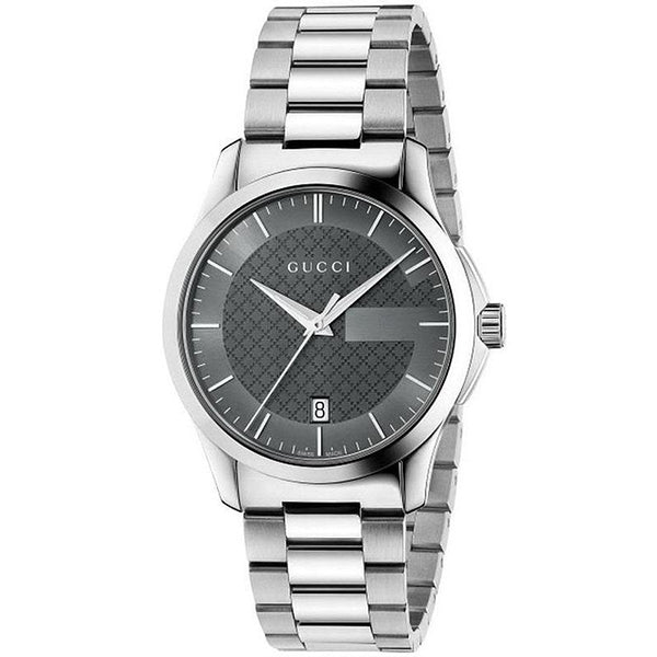 Gucci G Timeless Grey Dial Silver Steel Strap Watch For Men