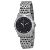 Gucci G Timeless Diamonds Black Dial Silver Steel Strap Watch For Men - YA126405