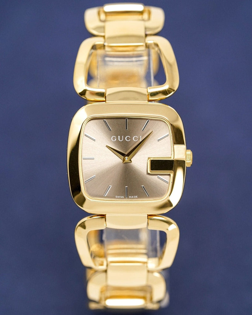 Gucci G Gucci Brown Dial Rose Gold Steel Strap Watch For Women
