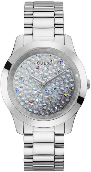 Guess Crush Silver Dial Silver Steel Strap Watch For Women - GW0020L1