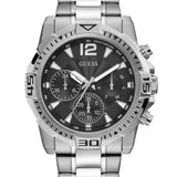 Guess Commander Chronograph Black Dial Silver Steel Strap Watch for Men - GW0056G1