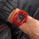 Guess Phoenix Multifunction Analog Red Dial Black Silicone Strap Watch For Men - GW0499G4