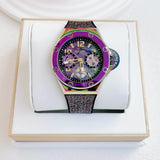 Guess Multifunction Analog Purple Dial Black Rubber Strap Watch For Women - GW0620L4