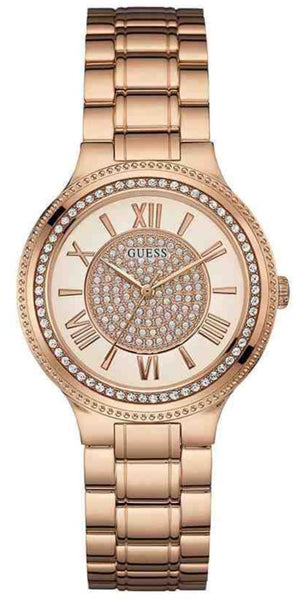 Guess Madison Diamonds White Dial Rose Gold Steel Strap Watch for Women - W0637L3