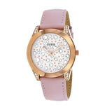 Guess Wonderlust Beige Dial Pink Leather Strap Watch for Women - W1065L1