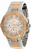 Guess Vista Analog Diamonds Silver Dial Two Tone Steel Strap Watch for Women - W0024L1