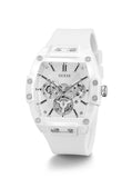 Guess Phoenix Multifunction White Dial White Rubber Strap Watch for Men - GW0203G2