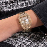 Guess Deco Quartz Crystals Gold Dial Gold Steel Strap Watch For Women - GW0472L2