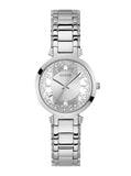 Guess Night Life Clear Silver Dial Silver Steel Strap Watch for Women - GW0470L1