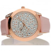 Guess Wonderlust Beige Dial Pink Leather Strap Watch for Women - W1065L1