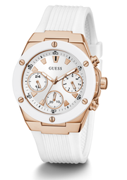 Guess Athena White Dial White Rubber Strap Watch For Women - GW0030L3