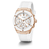 Guess Athena White Dial White Rubber Strap Watch For Women - GW0030L3