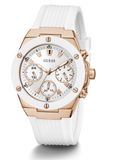 Guess Athena White Dial White Rubber Strap Watch For Women - GW0030L3