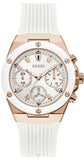 Guess Athena White Dial White Rubber Strap Watch For Women - GW0030L3