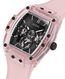 Guess Sporting Black Dial Pink Rubber Strap Watch for Men - GW0032G1