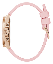 Guess Sparkling Chronograph Crystals Pink Dial Pink Silicone Strap Watch For Women - GW0032L4