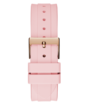 Guess Sparkling Chronograph Crystals Pink Dial Pink Silicone Strap Watch For Women - GW0032L4